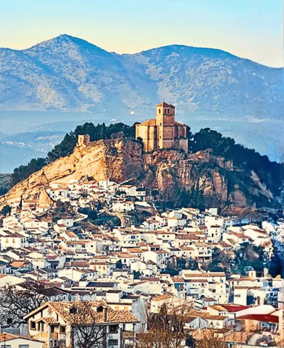 Montefrío white village with moorish castle, Andalusia